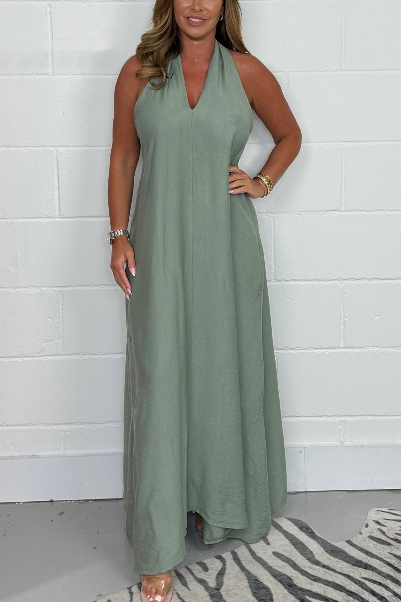 bonisplus.com Women's Flowy T-Back Maxi Dress - Elegant & Comfortable
