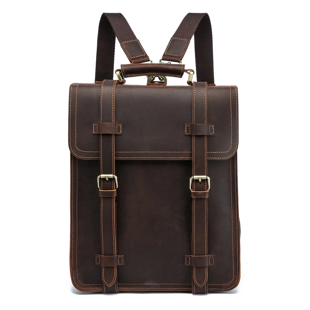 Men's Leather Rolling Backpack