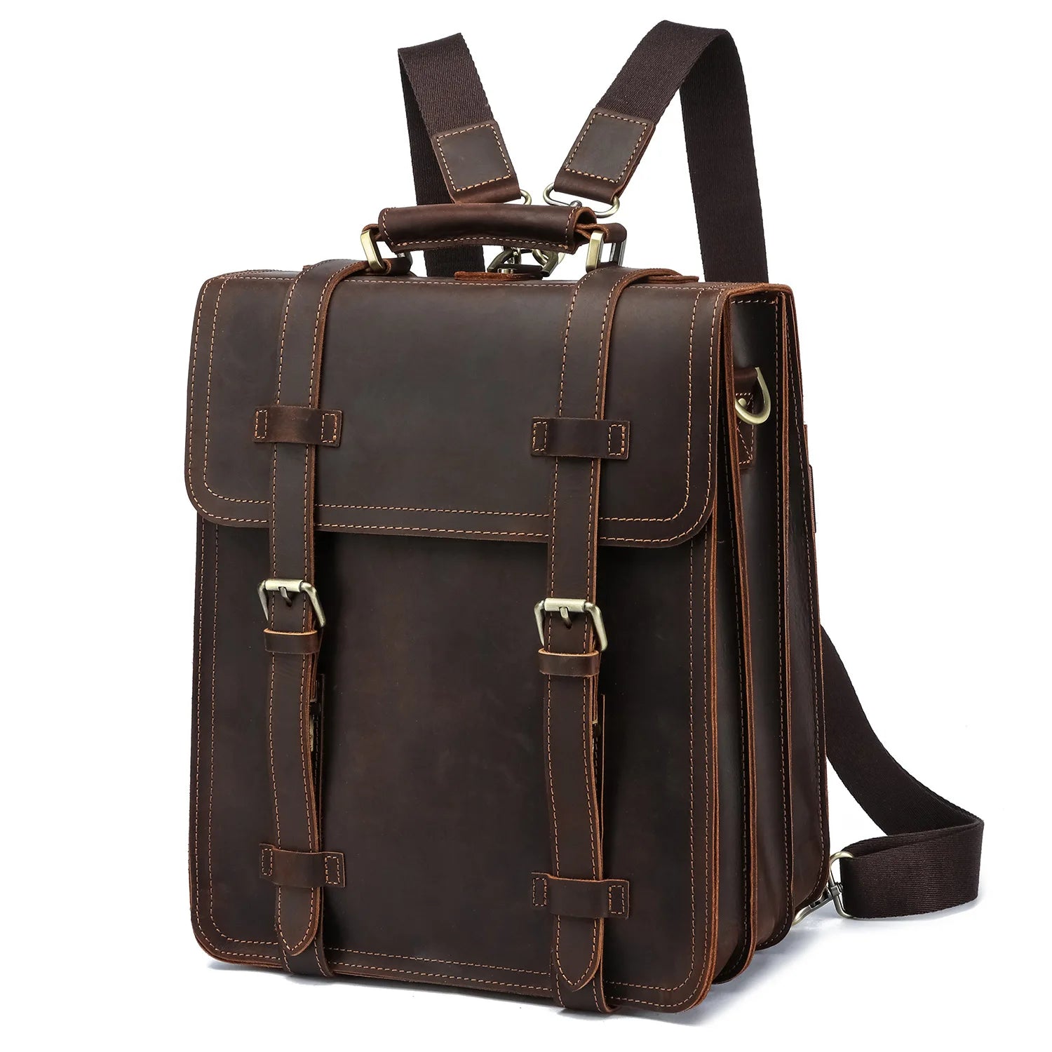 Men's Leather Rolling Backpack
