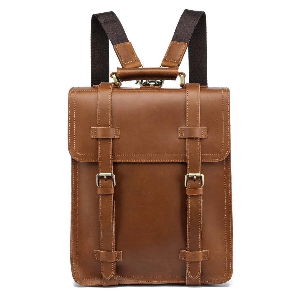 Men's Leather Rolling Backpack