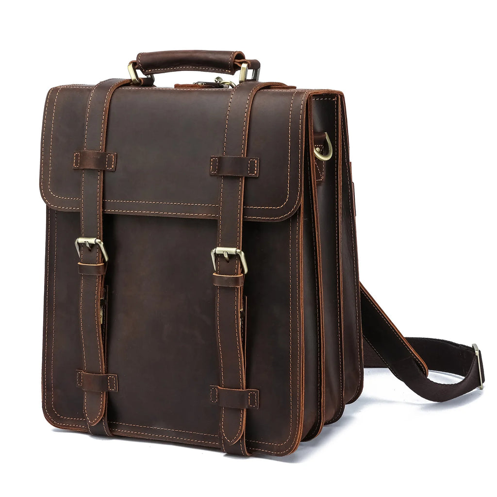 Men's Leather Rolling Backpack