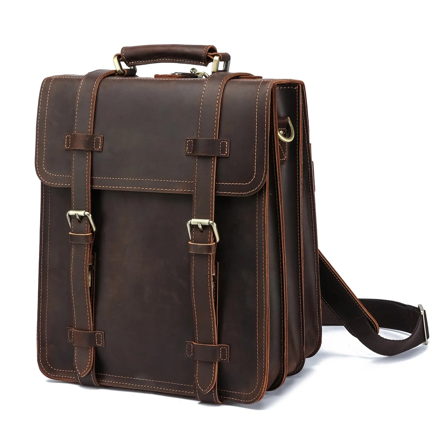 Men's Leather Rolling Backpack