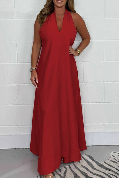 bonisplus.com Women's Flowy T-Back Maxi Dress - Elegant & Comfortable