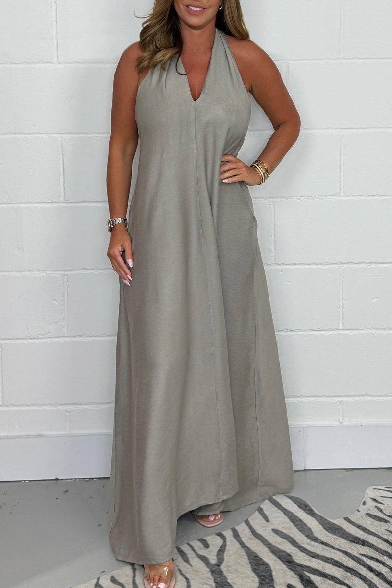 bonisplus.com Women's Flowy T-Back Maxi Dress - Elegant & Comfortable